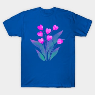 Love pink heart flower plant on coloured background T-Shirt